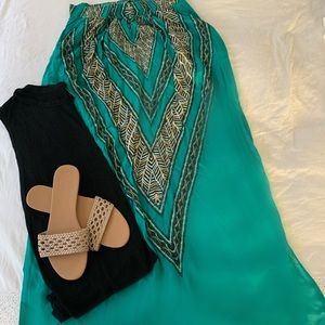 ViX green silk maxi skirt